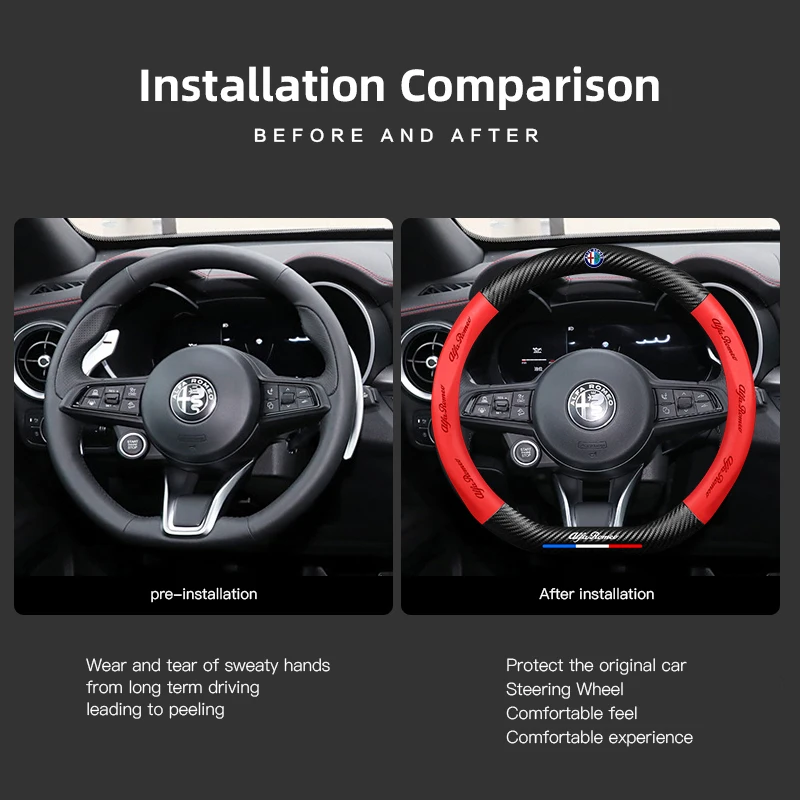Premium Alfa Romeo Steering Wheel Cover - Elegant Car Interior Accessory