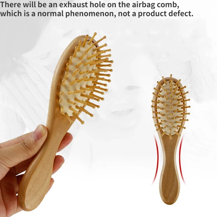 Newborn Baby Wooden Brush Natural Wool Comb Hair Brush Infant Head Massager Portable Bath Comb for Kids
