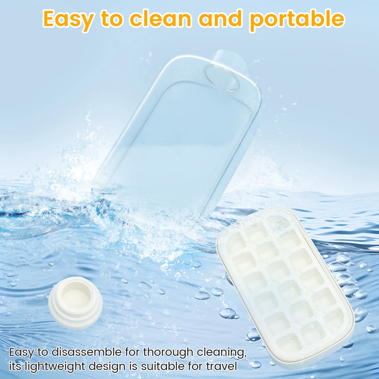 Ice Cube Tray Bottle Kit Silicone Ice Cube Freezer Mold Ice Cube Maker with Lid 12 Grids for Whiskey Cocktail Coffee Accessories