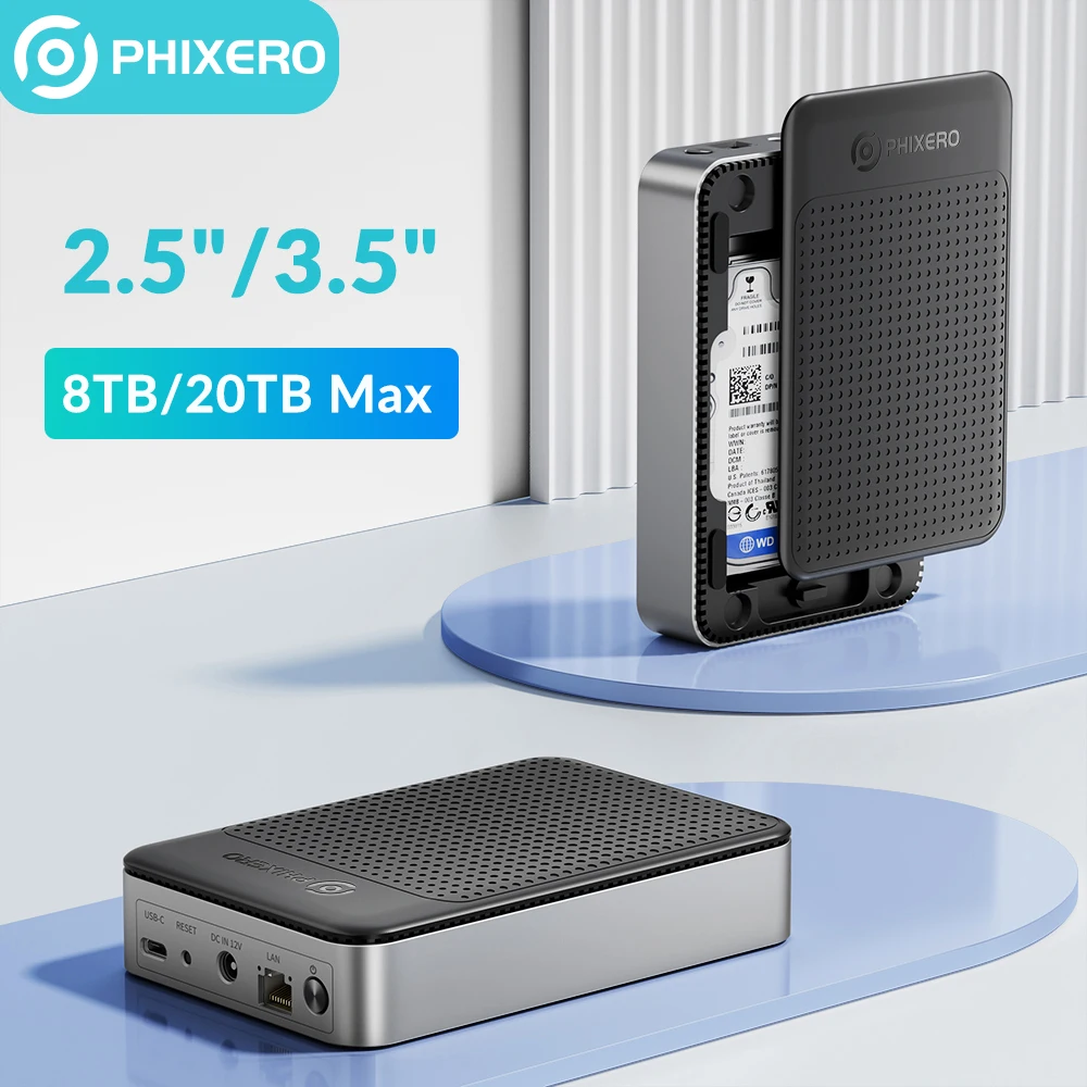 Phixero 3.5 "Pollici Hdd/Ssd Enclosure Nas Network Hdd Storage Box Hd Custodia Esterna Usb Hard Disk Drive House Personal Cloud Serve