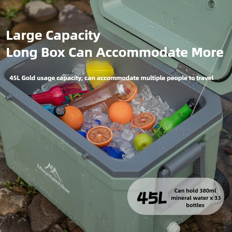 MOUNTAINHIKER Outdoor Camping Insulated Refrigerated Box for Fishing Household Preservation Portable Pull RodCar Storage Box 45L