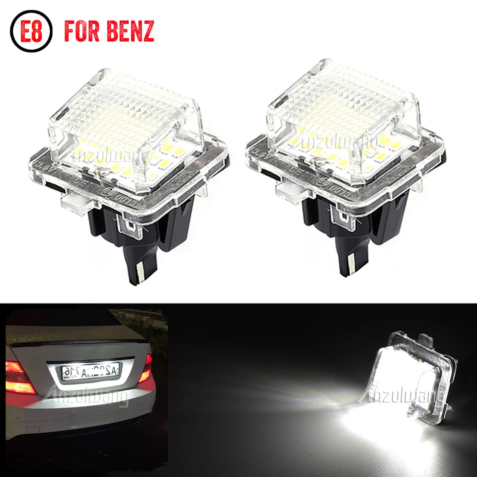 Kit 2 Lampes LED 12V 18 SMD Pour Plaque D'immatriculation Mercedes - Compatible Classe C, E, S, CL (2007-2012) - Blanc 6500K