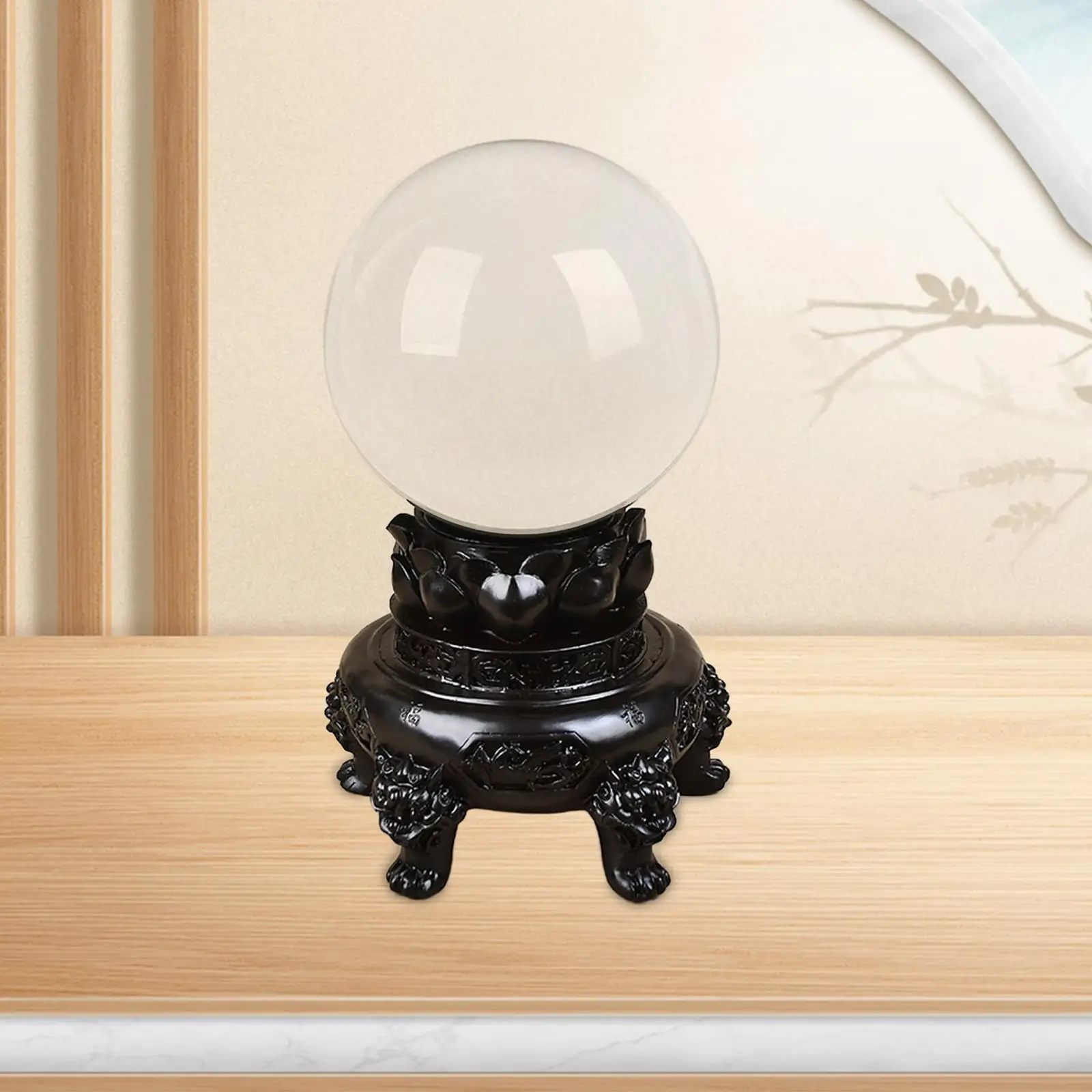 Candlestick Holder Ball Display Stand Sphere Display Holder ,,Craft, Lotus Resin Base, Ornament Bracket for Office Decoration