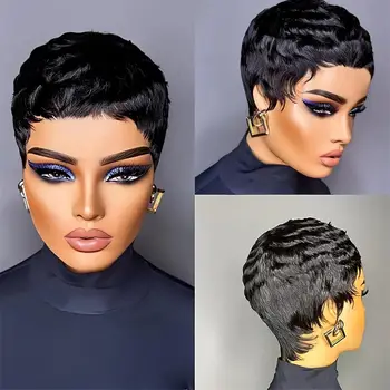 Wigs for Black Women Pixie Cut Human Hair Wigs for Women Daily Use Hair Chic Elegent Synthetic Wigs