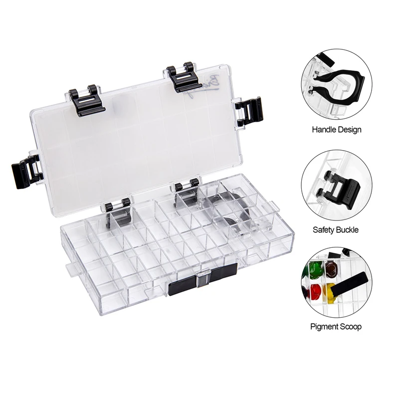 24 Wells Watercolor Palette Box Paint Tray Box with 6 Sealed Locks Airtight Leakproof Travel Palette paint tray color palette watercolor palette