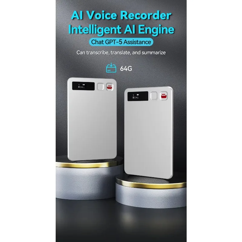 시유뉴예스 64Gb 챗 GPT 노트 테이커 스마트 디지털 오디오 MP3 AI 음성 녹음기 (회의 녹음, 요약, 마인드맵)