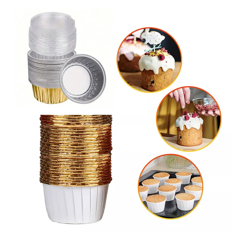 Disposable Aluminum Foil Tart Pans with Lids, Mini Pie Cupcake Baking Molds, Oven &... - SKU AFTP1535 - UGI Packaging