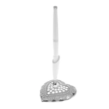 

Table Pen with Love heart Shaped Holder for Wedding Signature Gift Package (Silver)