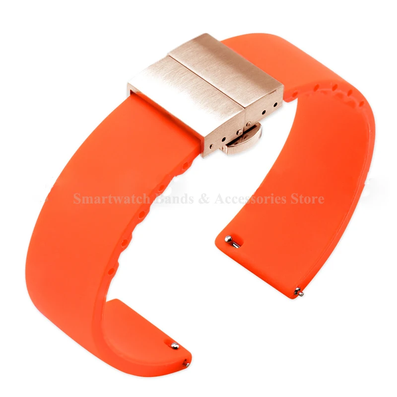 Silicone Quick Release Waterproof Sport Watch Strap with Double Press Butterfly Buckle