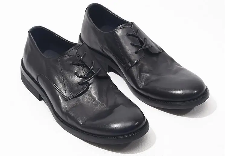 

High Top Round toes Derby shoes Handmade Genuine Leather Men's shoes England Style Retro shoes for men