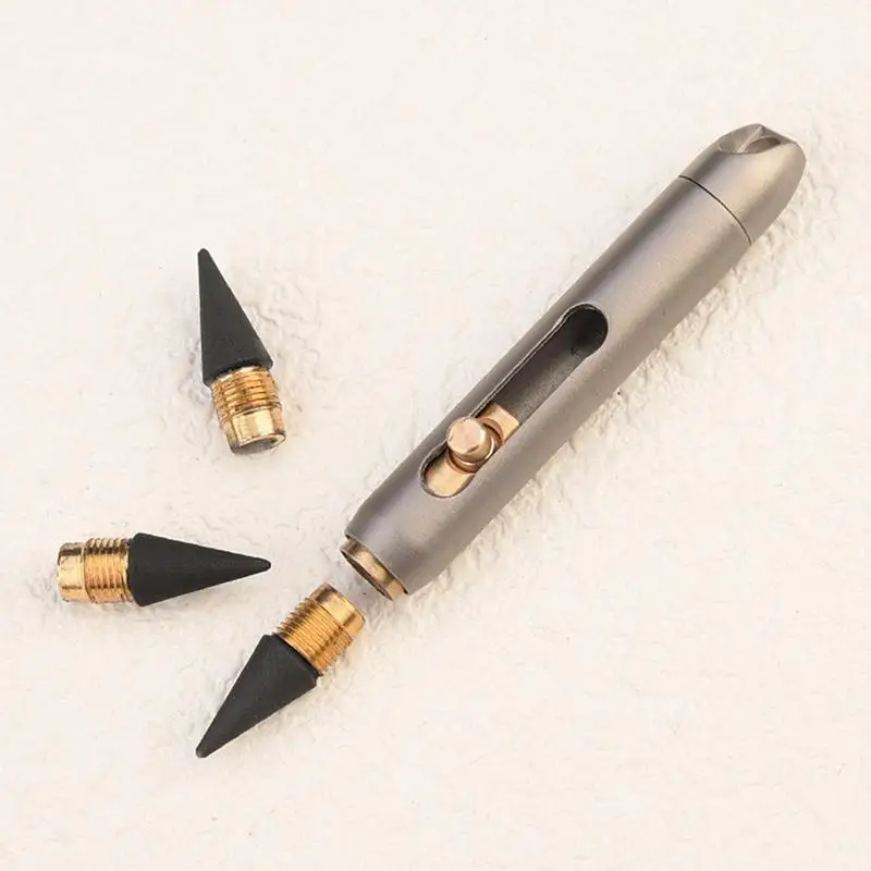 Metal Pen Metal Inkless Pen Titanium Alloy Forever Everlasting Pencil Desk Decor Pocket Pen For Writing Unique Keychain Pendant School