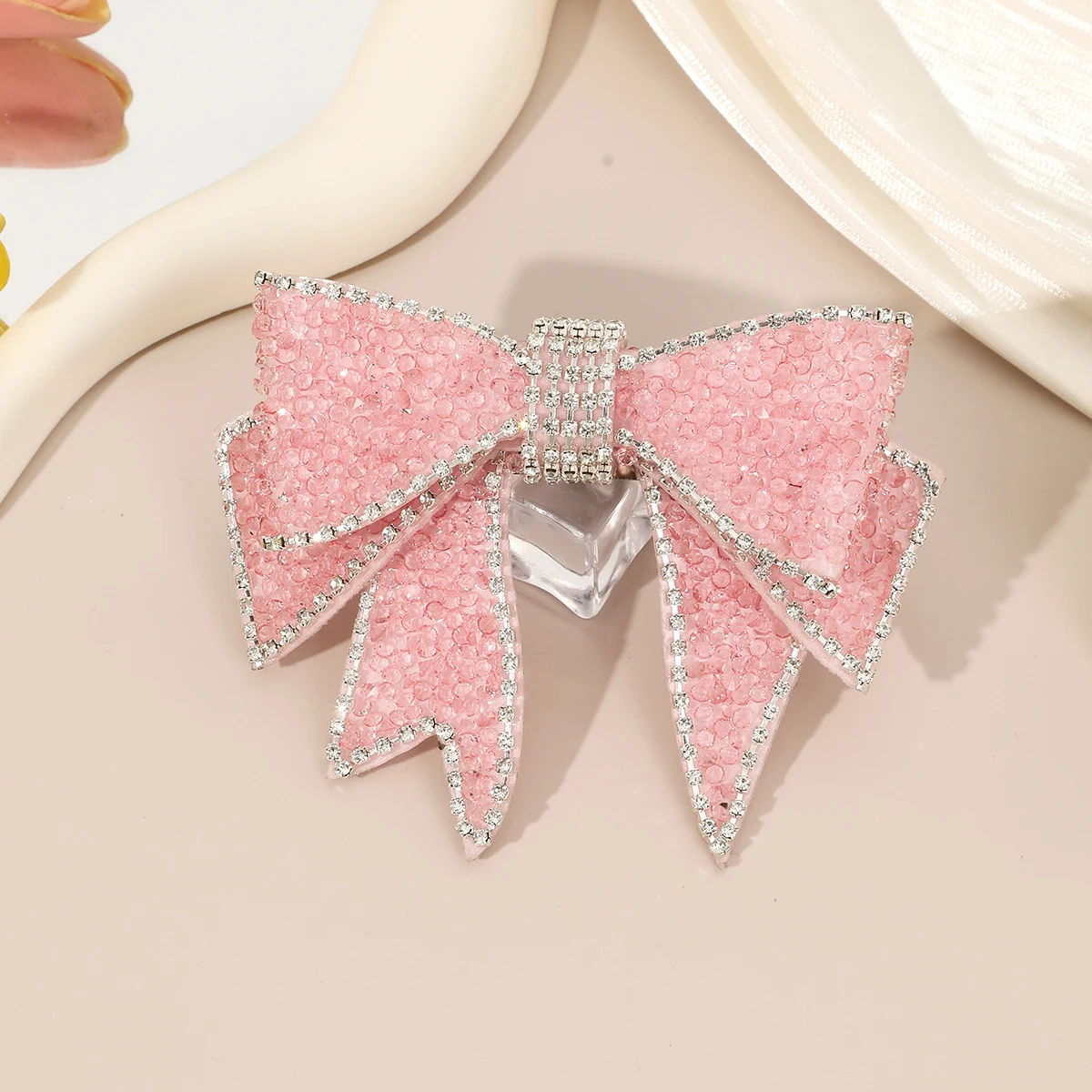 1pc Cute Rhinestone Pearls Bow Spring Clip Hair Clips Hair Accessories Korean Sweet Headwear Women Girls Party Travel Hairgrip