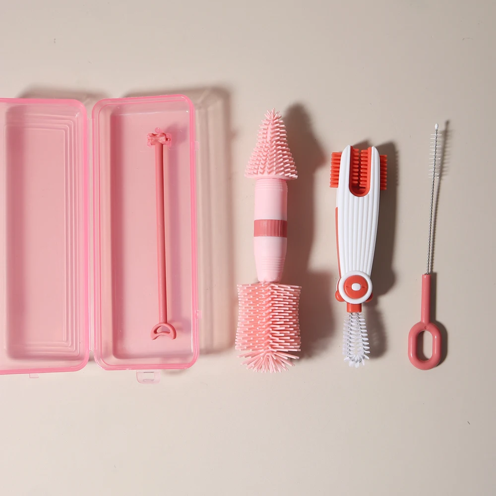 مجموعة تنظيف زجاجات الأطفال 4 في واحد، فرشاة لهاية...