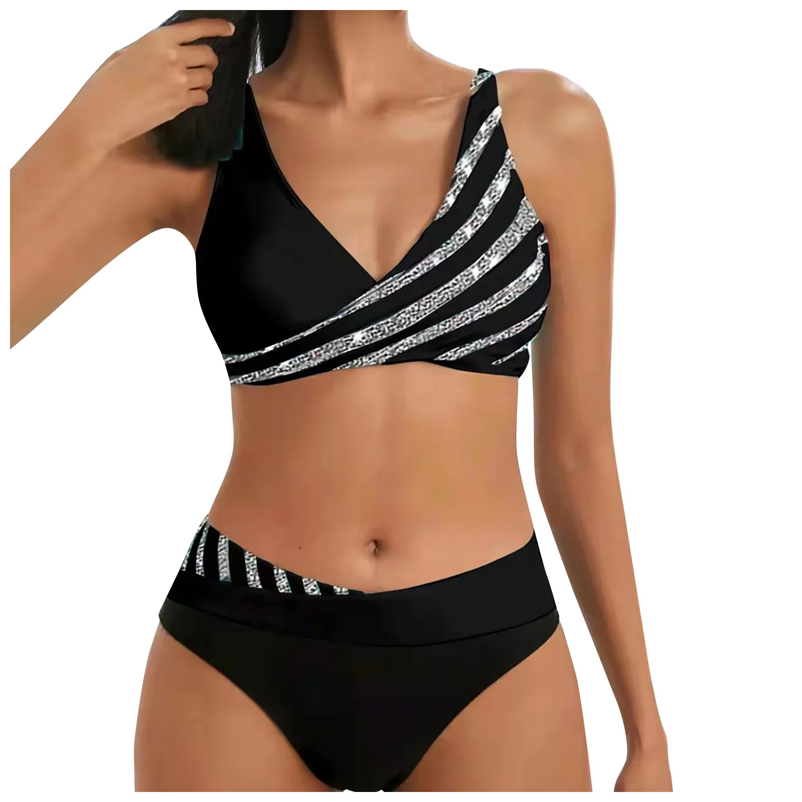 

Women's Split Bikini With Hot-Stamped Bikini Sexy With Bra Pads And No Steel Bra Swimming Costume conjuntos de biquínis 수영복