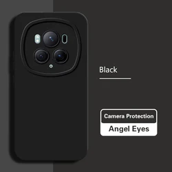 Premium Silicone Square Phone Case | Liquid Silicone Protective Back Cover for Honor Magic Series | Angel Eyes Design | 5G Compatible (Classic Black)