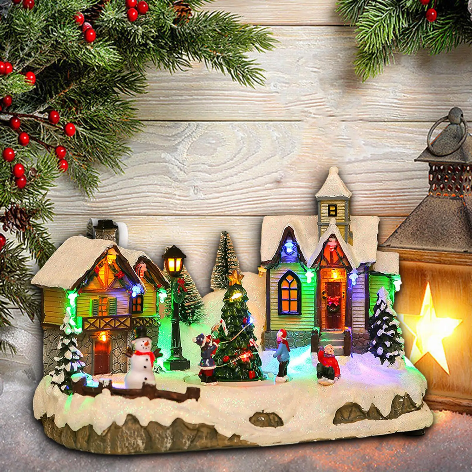 

Christmas Snow House Figurine Landscape for Bedroom Home Living Room