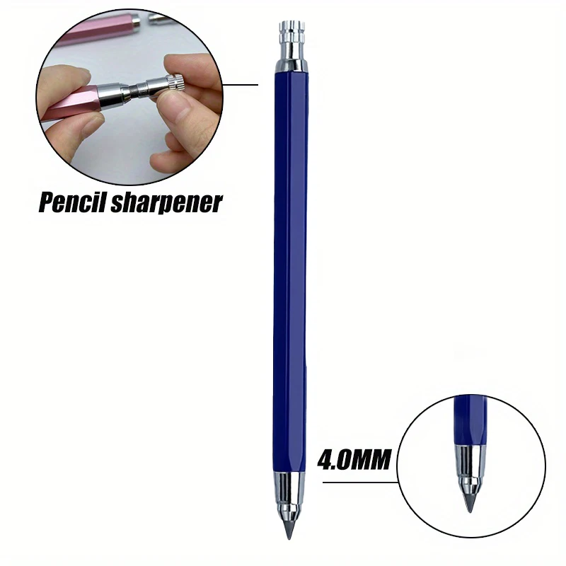 4.0mm Metal Drawing Mechanical Pencil With 2B Lead Set Professional Art Sketching Automatic Pencil Office Stationery Supplies 4