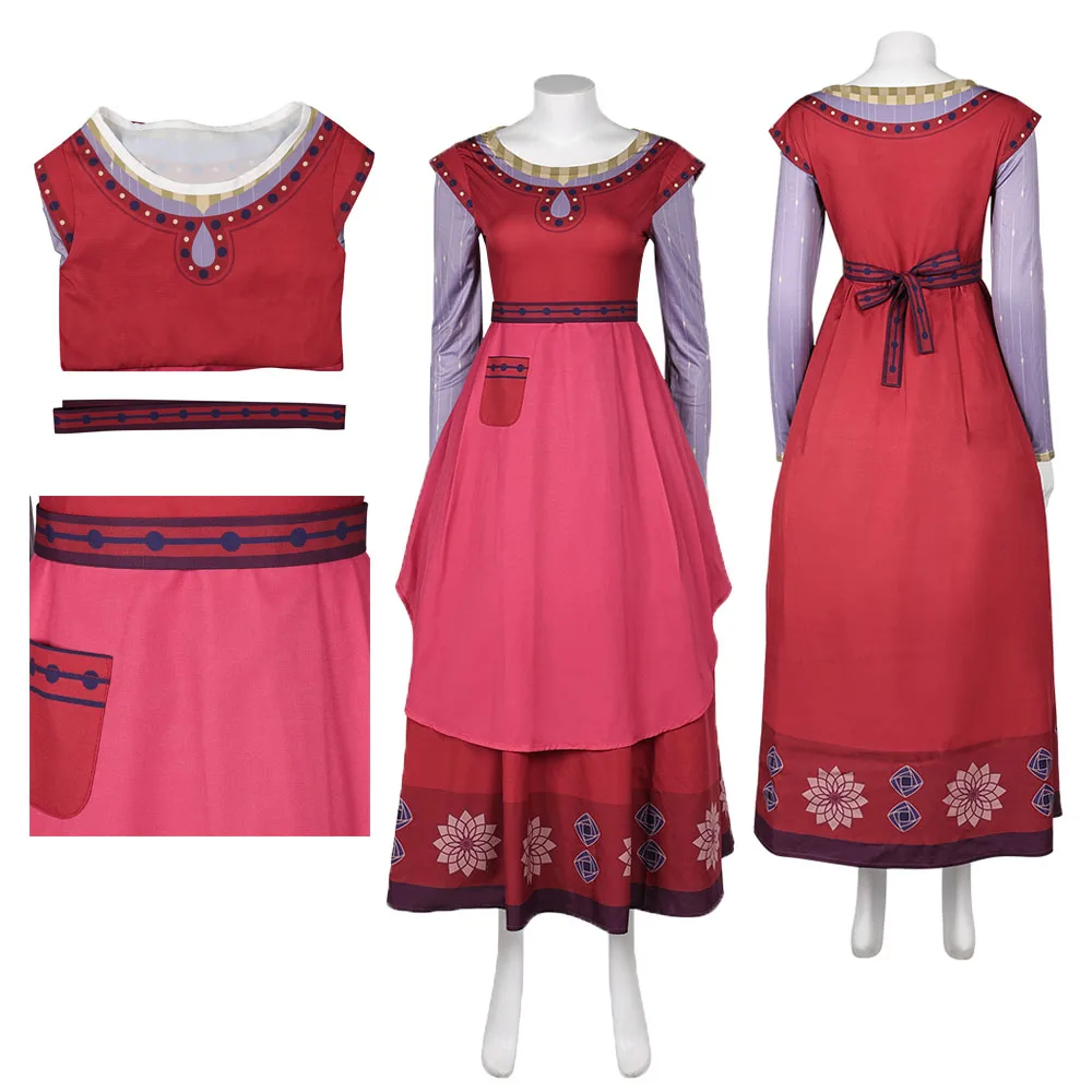 

Movie Wish Dahlia Cosplay Costume Adult Female Fantasia Red Dress Belt Role Play Outfits Halloween Carnival Party Fantasy Suit