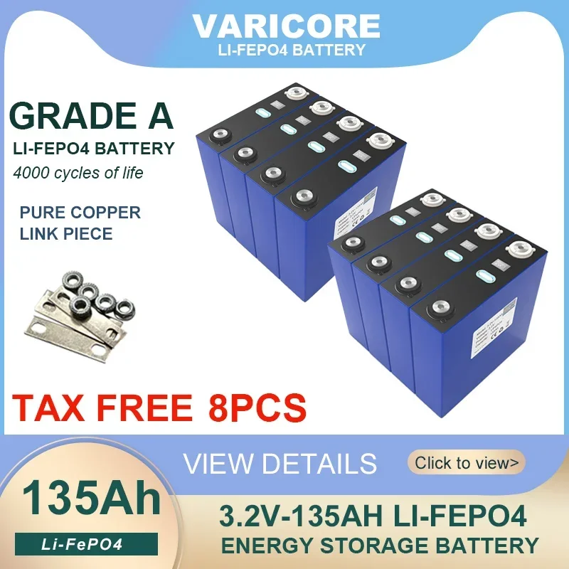 8pcs 3.2v 310Ah 280Ah 202Ah 135Ah Lifepo4 Rechargeable Battery Lithium Iron Phosphate Solar Cell 4S 12v 24v batteries Tax Free