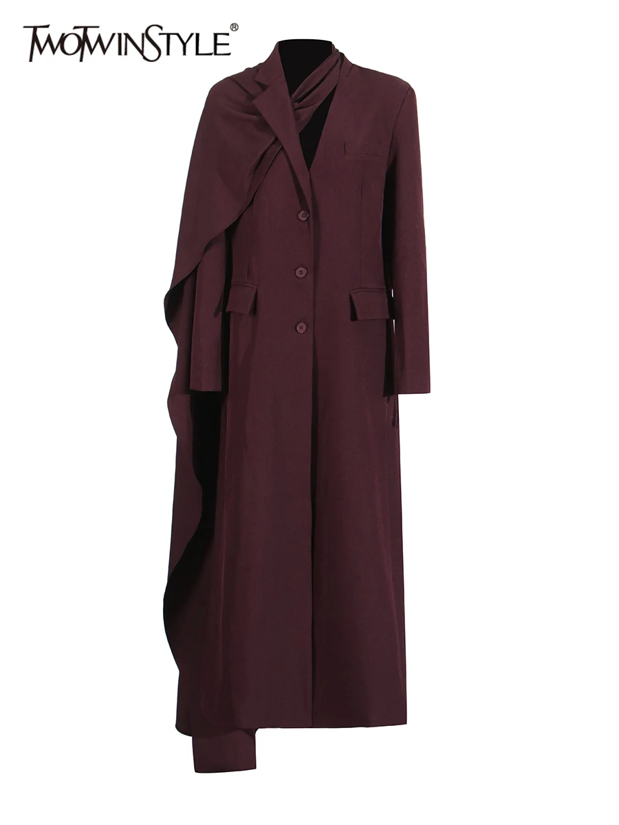 Sequins Side Hollow Out Blazers for Women Notched Collar Spliced Pockets Tunic Blazer Female