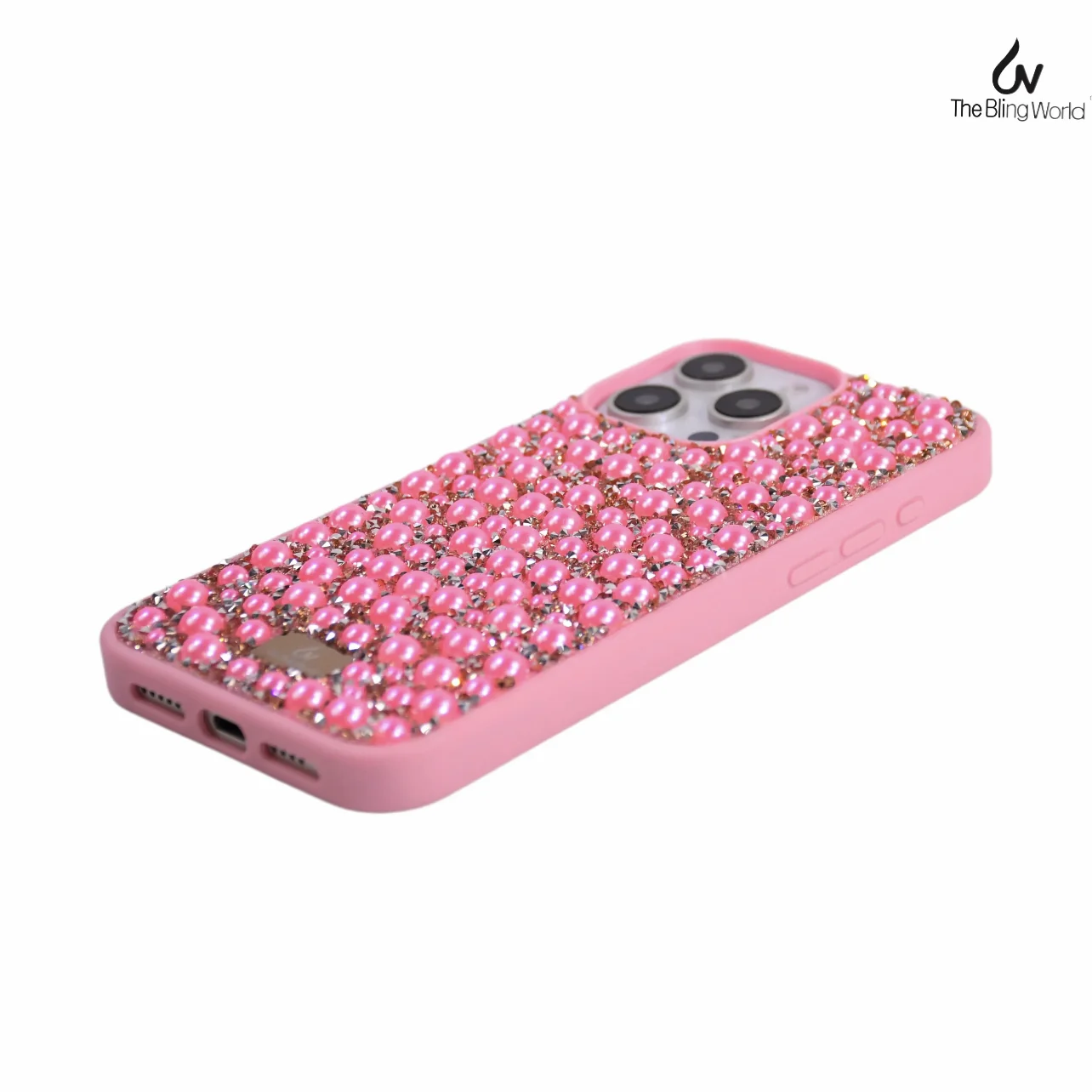 Pearl Flash Diamond Bling Luxury Phone Case For Iphone 16promax 15 14 13 12 Diamond Rhinestone Ladies Phone Case The Bling World