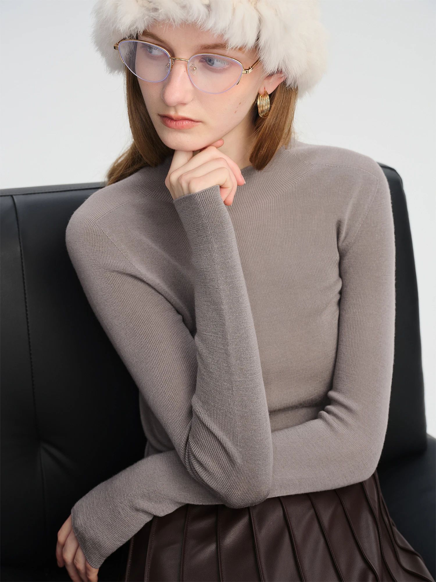 زيكياو تيشيرت صوف نسائي محبوك