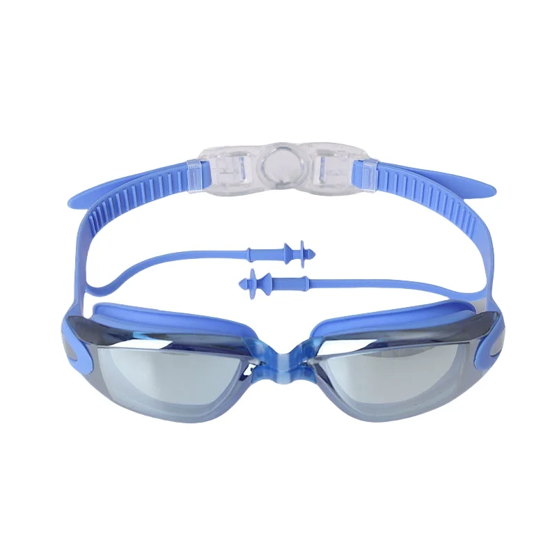 Professional Swim Goggles Plating Anti Fog Swimming Pool Eyewear Men Women Waterproof Water Sports Glasses Conjoined Earplugs 3