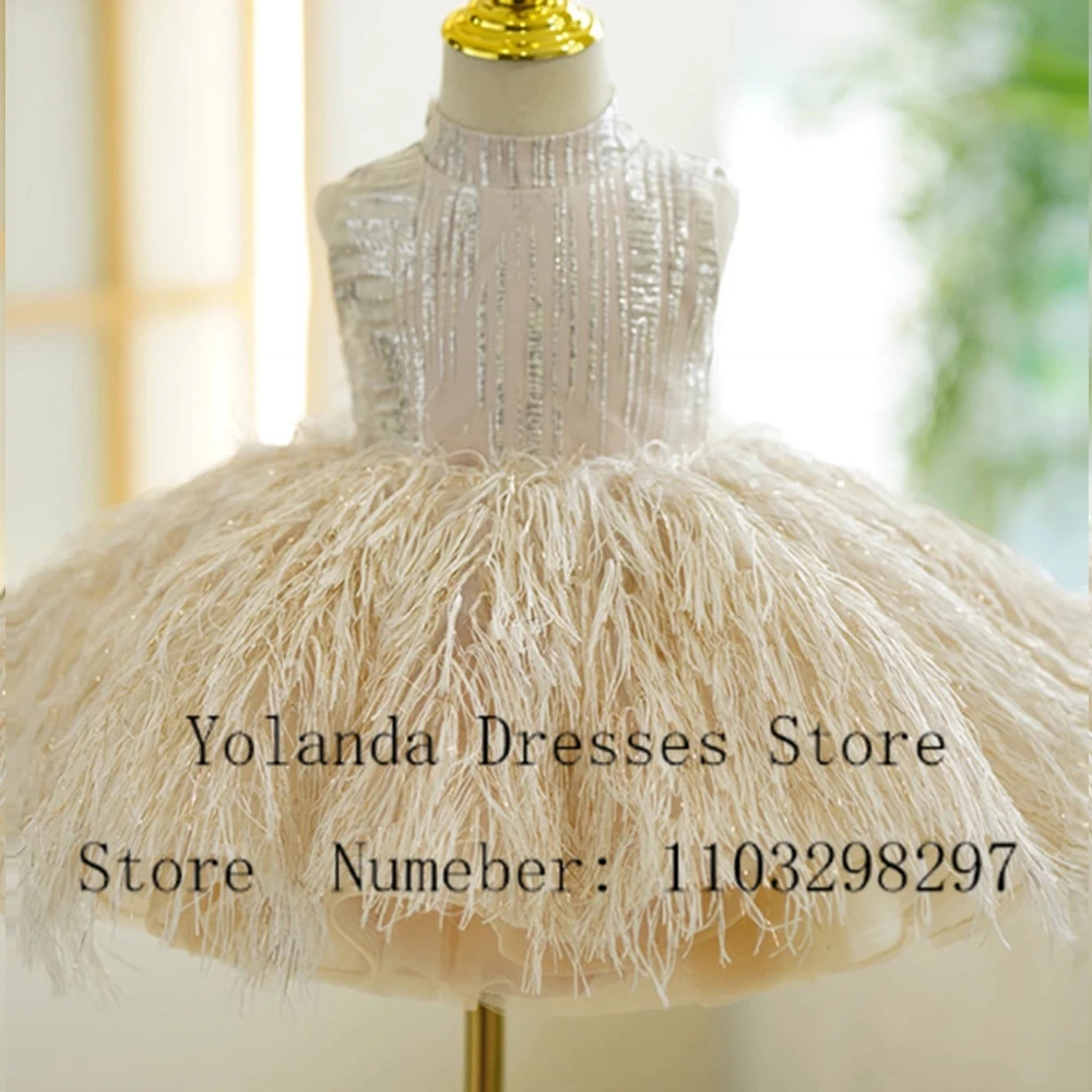 

Exquisite Halter Flower Girl Dresses Princess Knee Length Sleeveless First Communion Gown High Quality With Further Ball Gown