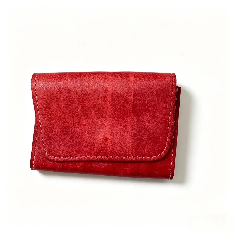 Vintage Handmade Genuine Cowhide Leather Compact Wallet and Card Holder
