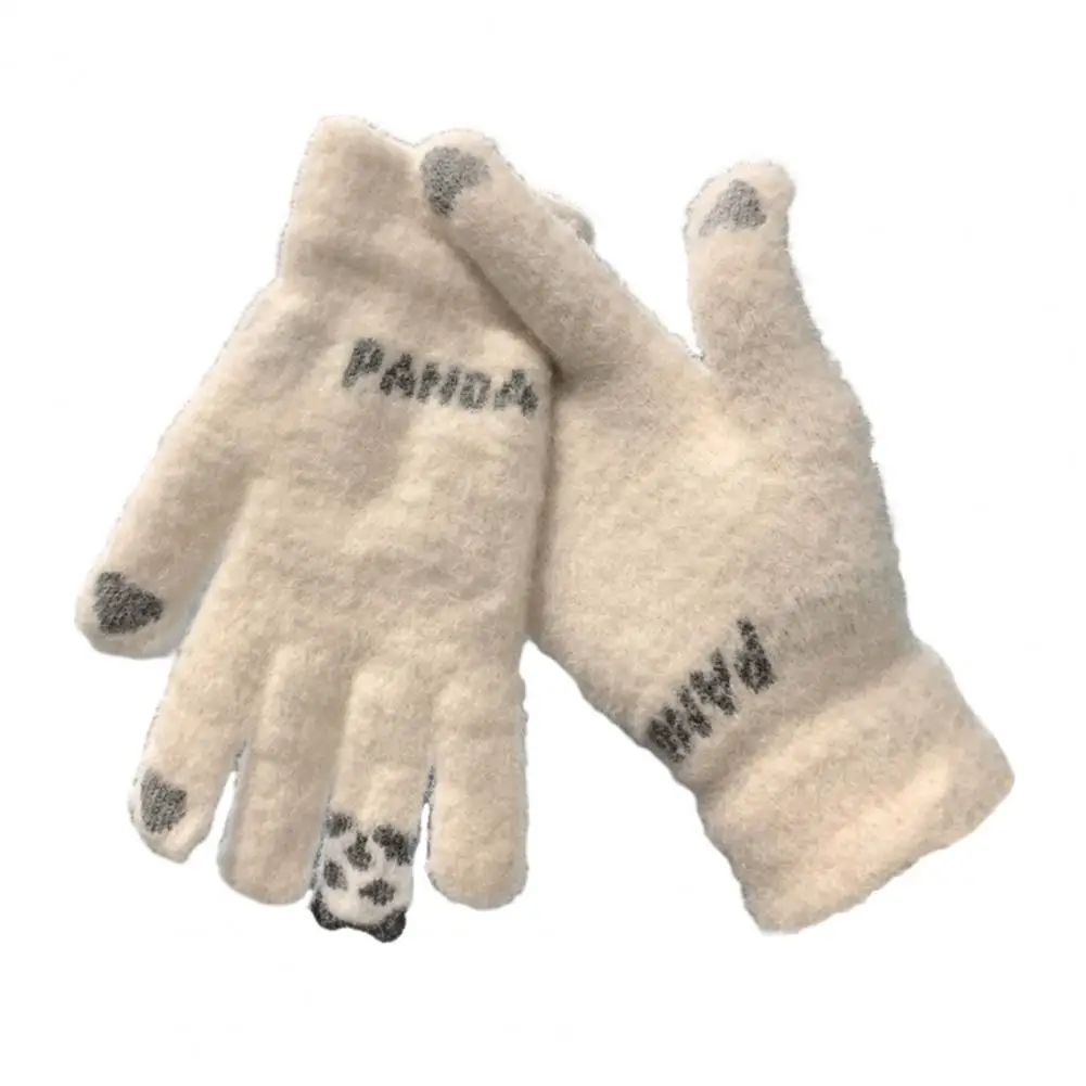 

Winter Unisex Gloves Thickened Warm Five Fingers Elastic Cuff Touchscreen Anti-slip Cycling Gloves