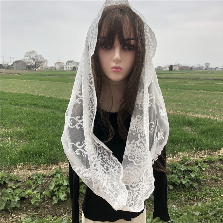 Voile Chrétien Femme - Lot De 2, Dentelle, Triangle 150x40 Cm, Pour église, Mariage, Communion