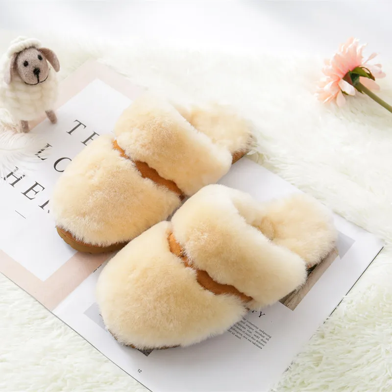 

Top Quality Women Fashion Sheep Hair Slippers Unisex Candy-Colored Flat-heeled Winter and Autumn Slippers Size 34~44