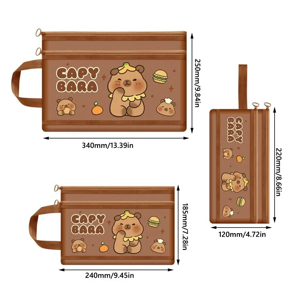 High Quality Mesh Capybara Bag A4/A5/A6 Double Layer Mesh Storage Bag Portable Dark Brown File Bag Back To School