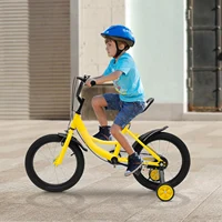 Vélo pour enfants de 16 pouces, cadre en acier au carbone jaune, 5-8 ans, siège réglable, guidon, frein de sécurité, sonnette, vélo de transport 3