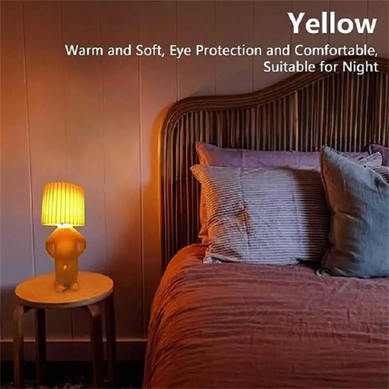 Claeted Naughty Boy Creative Table Lamp Unique LED Pleats Reading Lighting Bedroom Bedside Night Light Children's Gift Led Light Desk Lamp Night Light Led Desk Lamp Mini Led Light