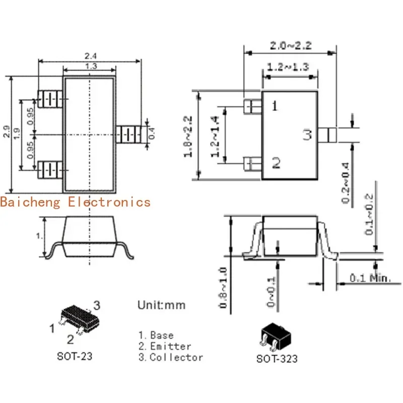 50개 AO3401 A19T 4.2A 30V SOT-23 P채널 MOSFET SMD 트랜지스터