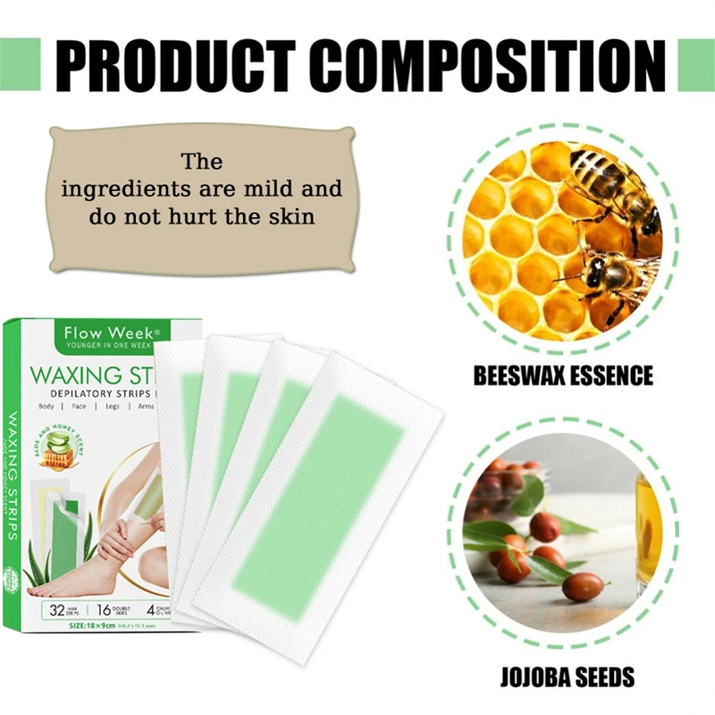 Wax Strips for Hair Removal Wax Strip Paper for Legs/Bikini/Arm Depilatory Tool Body Hairs Removal, 32 Count