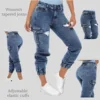 Y2k Jeans For Woman Blue Stretch Multi Pocket Cargo Pants Vintage Inspired Denim Trousers High Waist Loose Fit Street Style