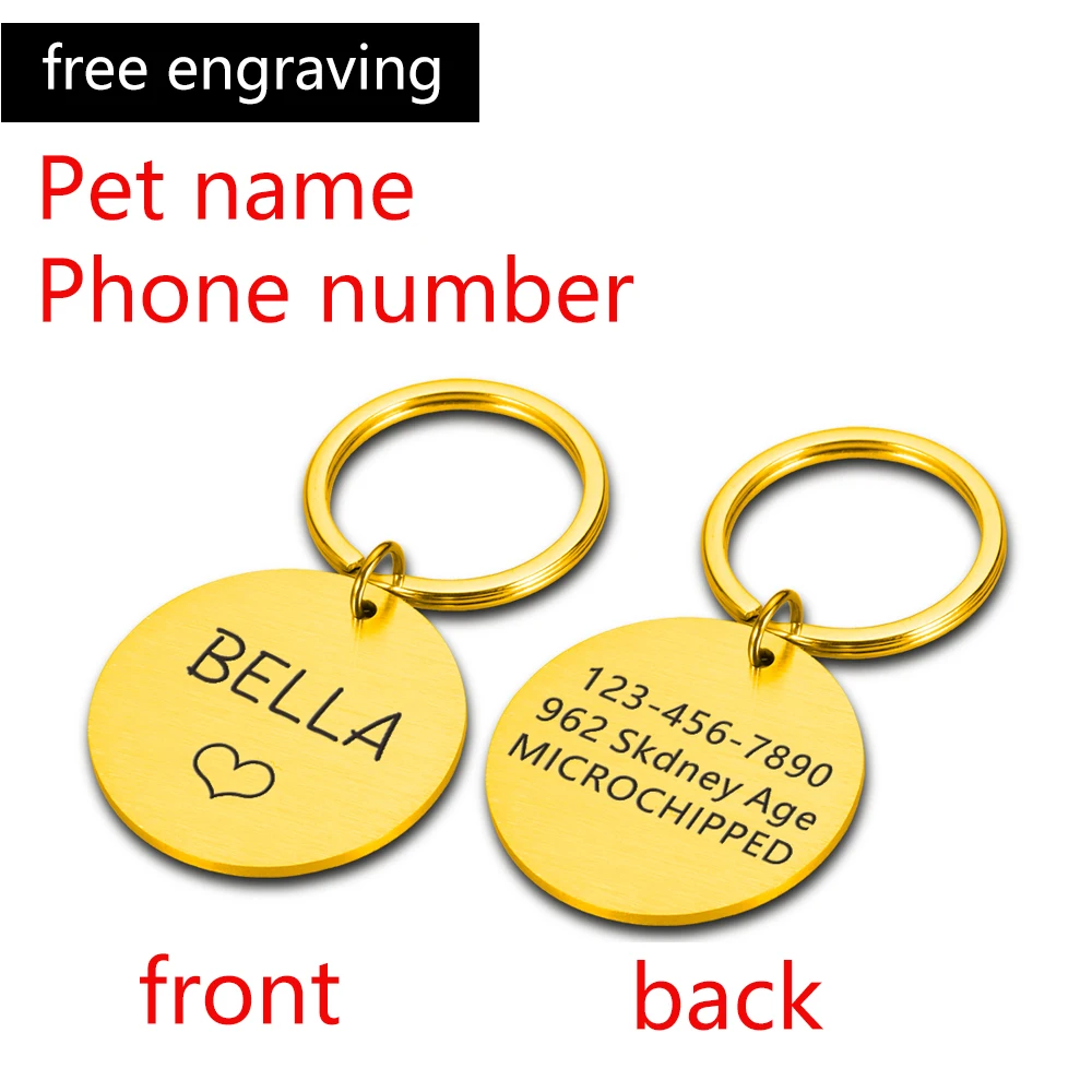 Double-side Customized Name Address Tags Pet Dog Tags Cat Collar Accessories Pet ID Dog Tags Collars Stainless Steel Cat Tag shock collar for small dogs Dog Collars