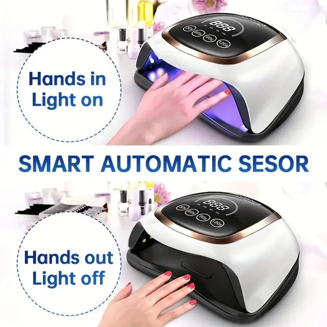 UV-LED-Nagellampe, 180 W Nageltrockner zum Gelpolieren mit LCD-Display, automatischem Sensor und 4 Timing-Einstellungen, professionelle Gel-Härtungslampe, Gel-Polierlampe mit 42 LED-Perlen, geeignet für Salon und Zuhause