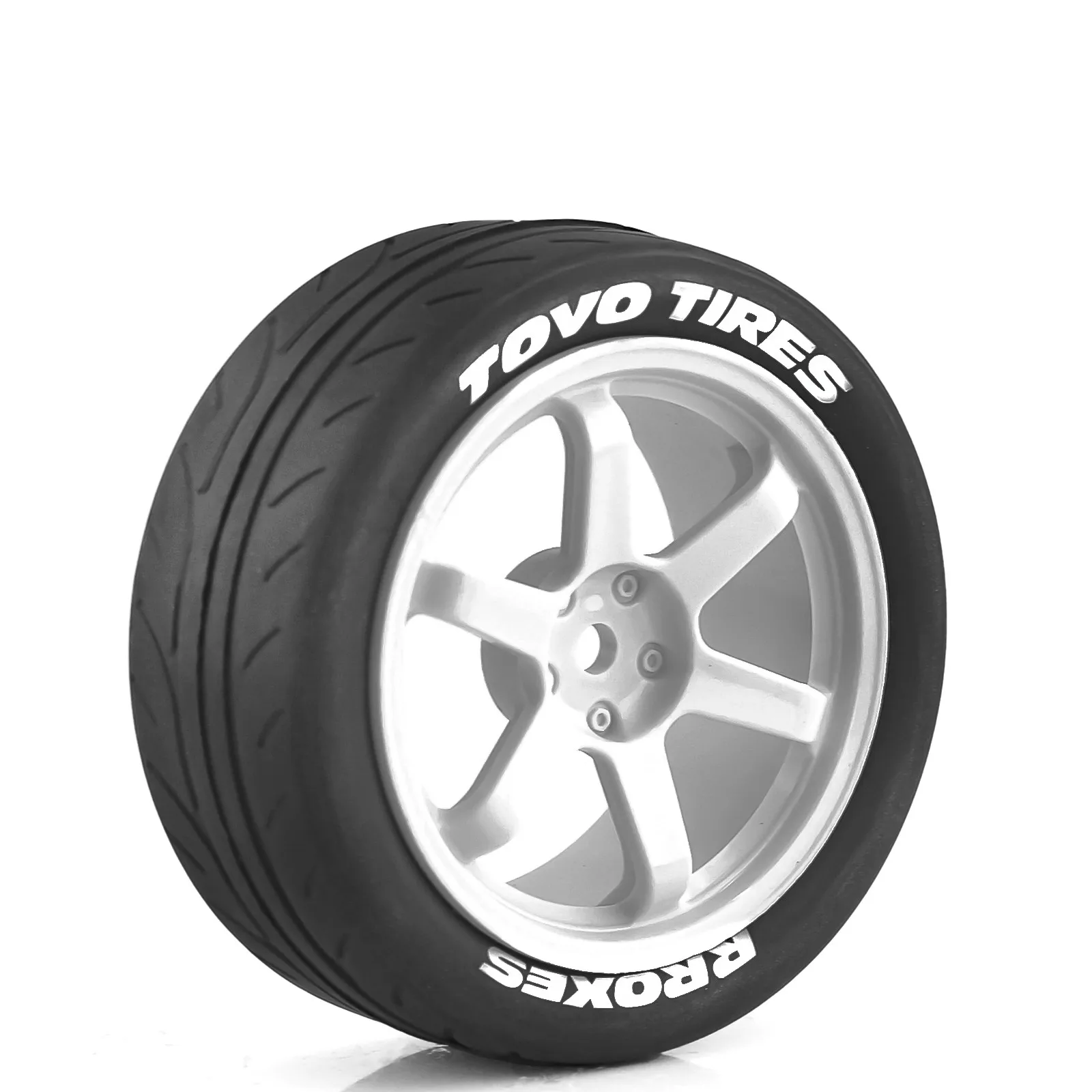 Pneus de drift 1/10 montés sur jantes, lot de 4, noir et blanc, prêts pour la course