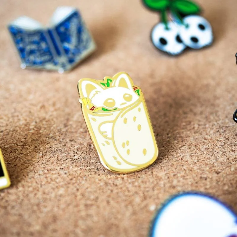 Cute Purrito Burrito Cat Enamel Pin Lapel Pins Badge Brooch for Jewelry Accessory