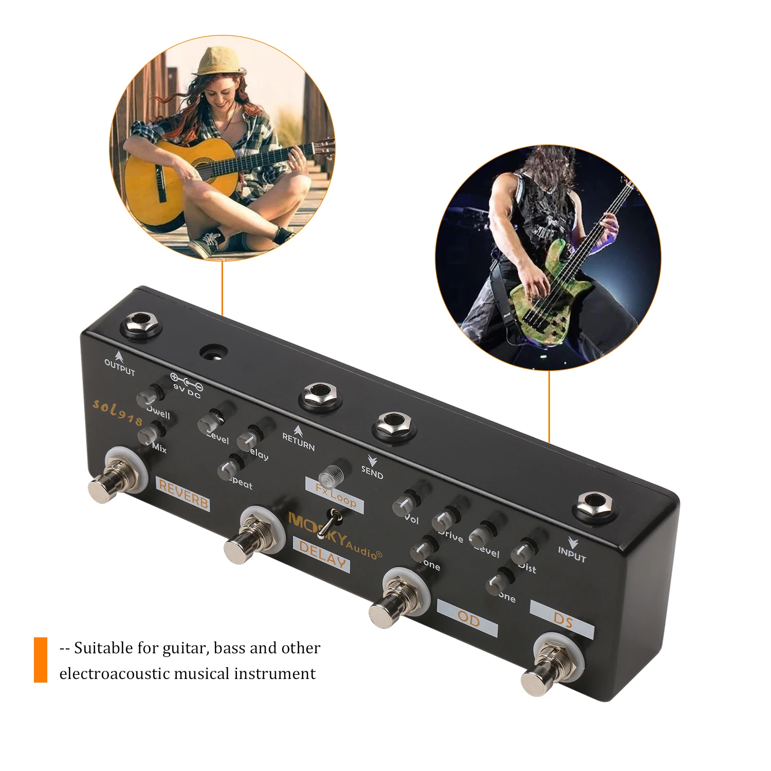 MOSKY Audio sol918 マルチエフェクター Mosky Audio-SOL918マルチエフェクト、ペダル結合ギター効果