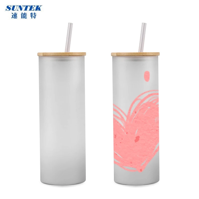 25oz Frosted Gradient Color Beer Juice Soda Shaped Glass Can Sublimation Coffee Glass Cup Sublimation Bell Charms