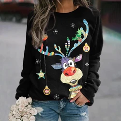 Christmas Sweater Women Autumn Winter O-neck Pullover Loose Long Sleeve Print Jumpers Warm Knit Ugly Sweater Sweatshirt Tops