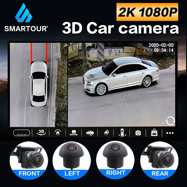 Cámara de coche de 360 grados, sistema de cámara panorámica de visión  envolvente IP68 impermeable AHD de alta resolución para radio auto Android