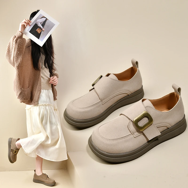 

Slip On Shoes For Women Casual Female Sneakers Flats Round Toe Slip-on Summer New Retro Dress Spring Solid Flock Rubber Slip-On