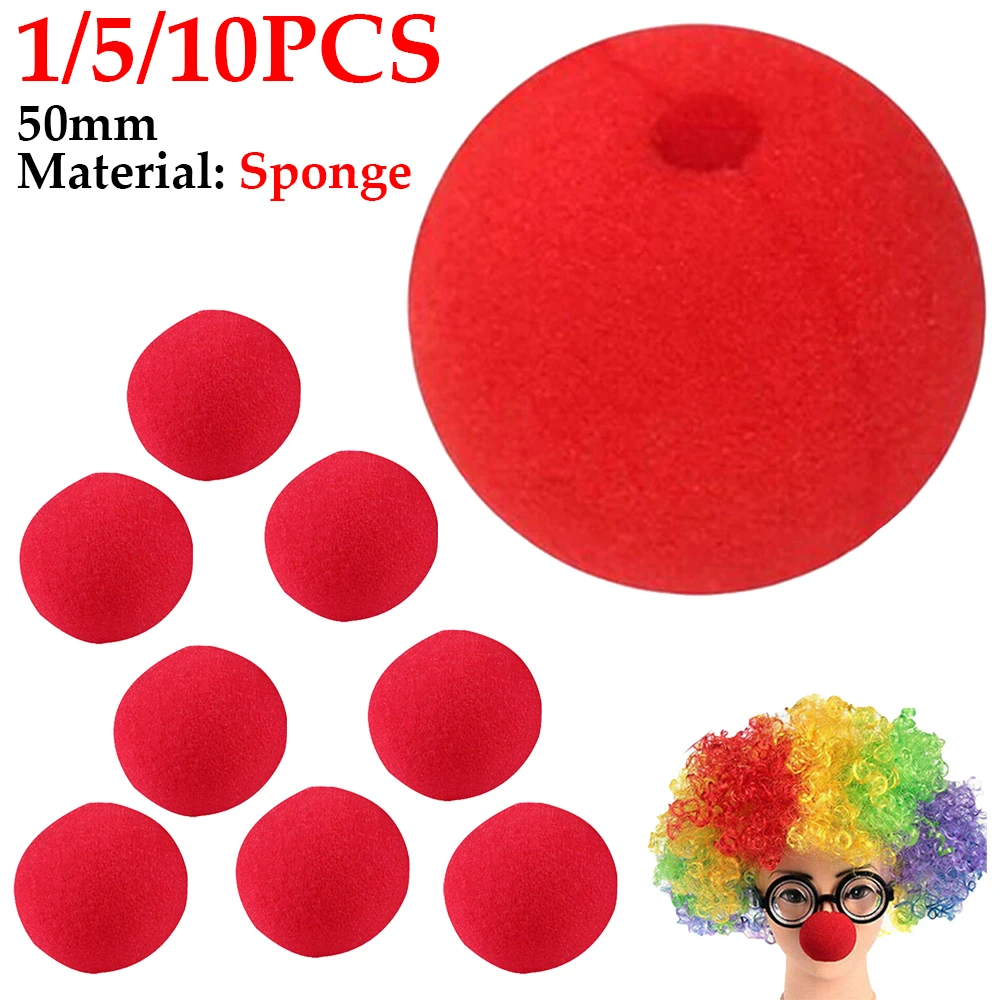50mm Soft Foam Circus Clown Nose Red Sponge Balls 1-10PCS Reusable For Red Nose Day Party Funny Stage Performance Props