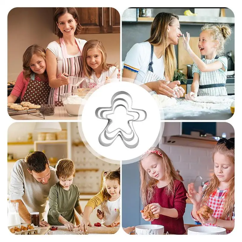 Christmas Cookie Cutters Festival Biscuit Cutter Mold Food-grade Cookie Cutters for Christmas Gingerbread Man Tree