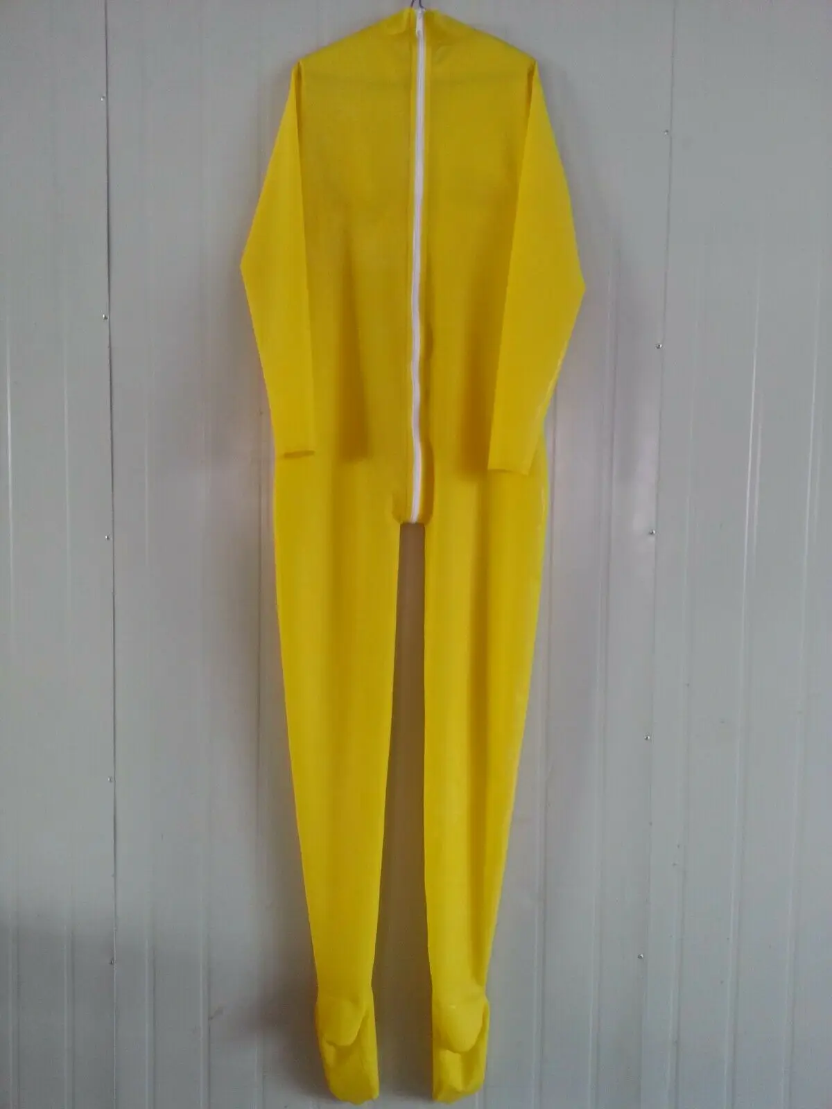 Фото 100% латексная резина Gummi Sling einteiliger желтый и белый Catsuit 0,4 мм S-XXL №2